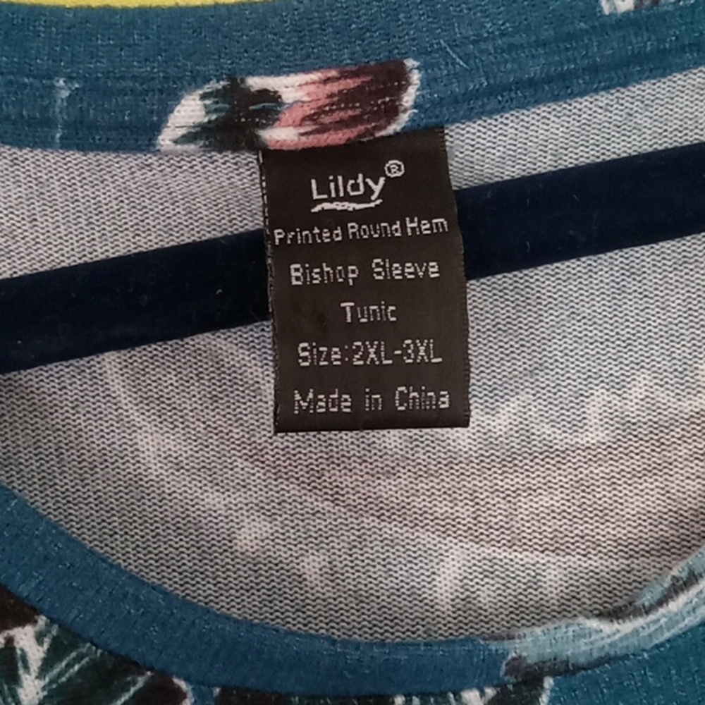 Floral Blue Women's Top 2XL - Picture 4 of 4